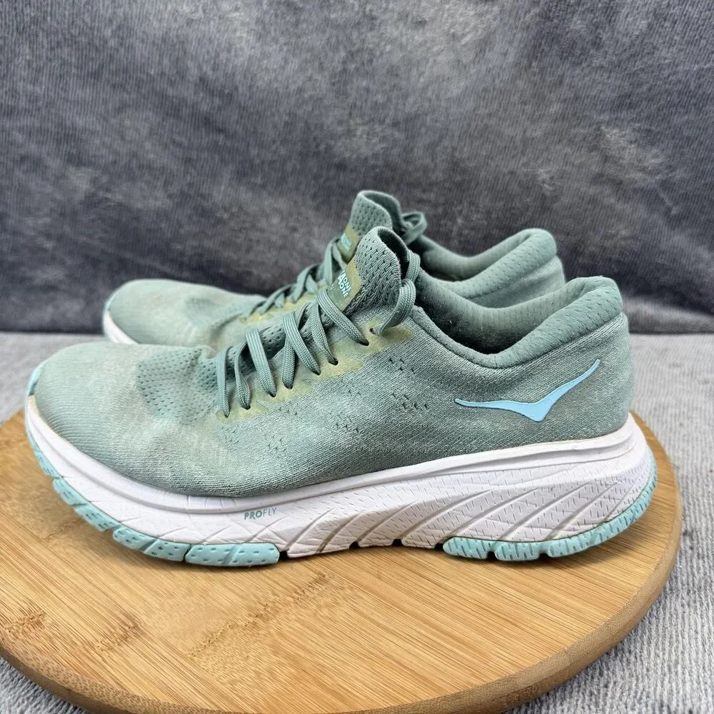 Hoka One One Cavu Shoes Womens Size 7.5 Green Mesh Running Training Sneakers